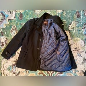 Mens Michael Kors black wool winter pea coat